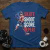 SKATE, SHOOT, SCORE, REPEAT. stylish graphic design printed on comfortable cotton t-shirt