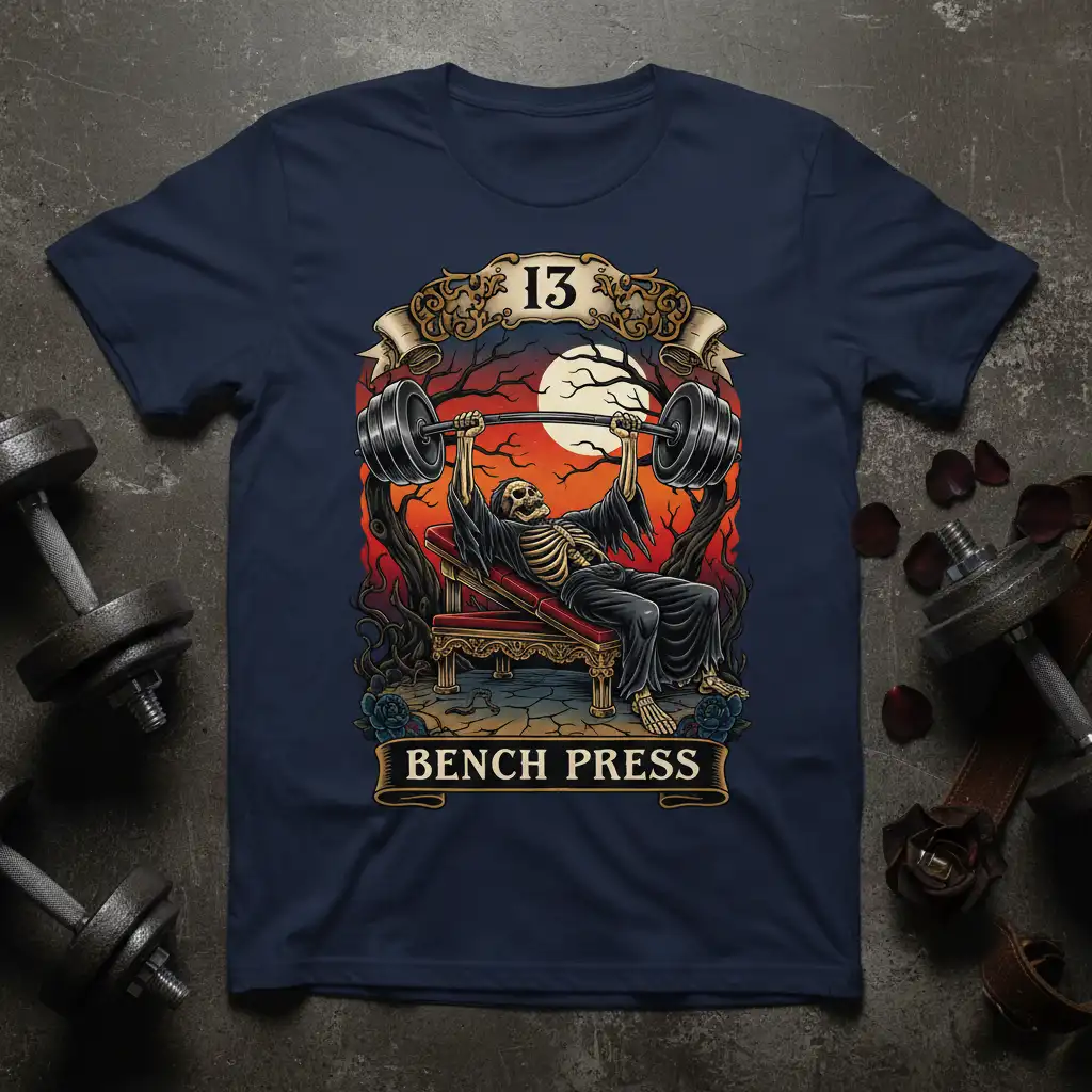 Bench Press Skeleton stylish graphic printed on comfortable cotton fabric creating a standout t-shirt