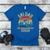Ski Dad Like Regular Dad But Cooler t-shirt featuring a retro skiing graphic and bold text