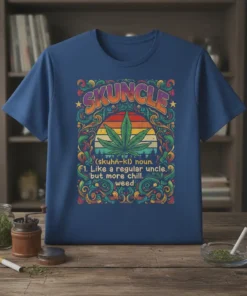 SKUNCLE (skuhñ-kl) noun. 1. text design featuring creative typography on quality t-shirt