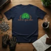 Gravel bike graphic with "SLEEP. EAT. GRAVEL. REPEAT" text, featuring a neon green bicycle and orange lettering