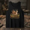 SNAILED IT! funny pun tank top with a steampunk-style snail wearing a top hat and holding tools