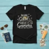 So Long School Hello Summer text design with sun and birds graphic on black t-shirt