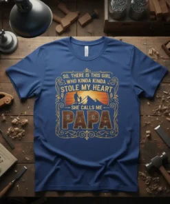 So, There Is This Girl Who Kinda Kinda Stole My Heart She Calls Me Papa t-shirt with sunset mountain graphic