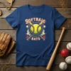 Softball Bats design featuring crossed bats and a softball graphic on a navy blue t-shirt