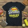 Softball Brother I'm Just Here For The Snacks t-shirt design with distressed white and yellow text around a baseball graphic