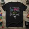 Black t-shirt with "Some AUNTS cuss too MUCH It's me I'M SOME AUNTS" text and skull graphic