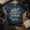 Sorry Can't I'm Dead T-Shirt with opossum skeleton and ghost graphics