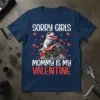 Sorry Girls Mommy Is My Valentine T-Shirt with dinosaur in monster truck and hearts
