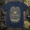 Dark navy t-shirt with a gold Ouija board design featuring the quote "Sorry I Can't Talk I'm On The Phone