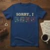 Sorry I Guitar Chords Skull T-Shirt design featuring vintage-style guitar chord diagrams with skull icons