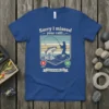 Sorry I missed your call fishing t-shirt design with a fisherman reeling in a jumping fish, and "I was on