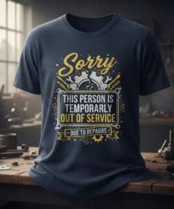 Sorry This Person Is Temporarily Out Of Service Due To Reparrs t-shirt with gears and tools graphic