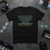 Black t-shirt with "SOULFUL HOUSE HITS DIFFERENT MUSIC FOR THE SOUL" text in blue and yellow gradient typography