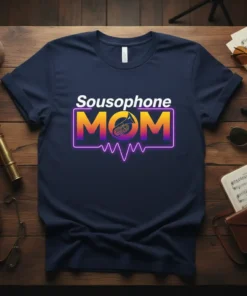 Sousaphone MOM t-shirt design with a sousaphone graphic and heartbeat wave