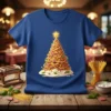 Spaghetti Christmas Tree T-Shirt design featuring a festive pasta tree adorned with heart shapes and a golden star