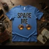 Spare Me Steampunk Goggles T-Shirt with distressed text and vintage goggles graphic