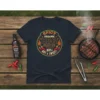Spicy Organic BBQ Sauce Hot & Sweet T-Shirt design with chili peppers and flames