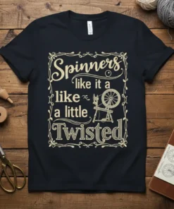 Spinners like it a like a little Twisted quote t-shirt with vintage spinning wheel graphic