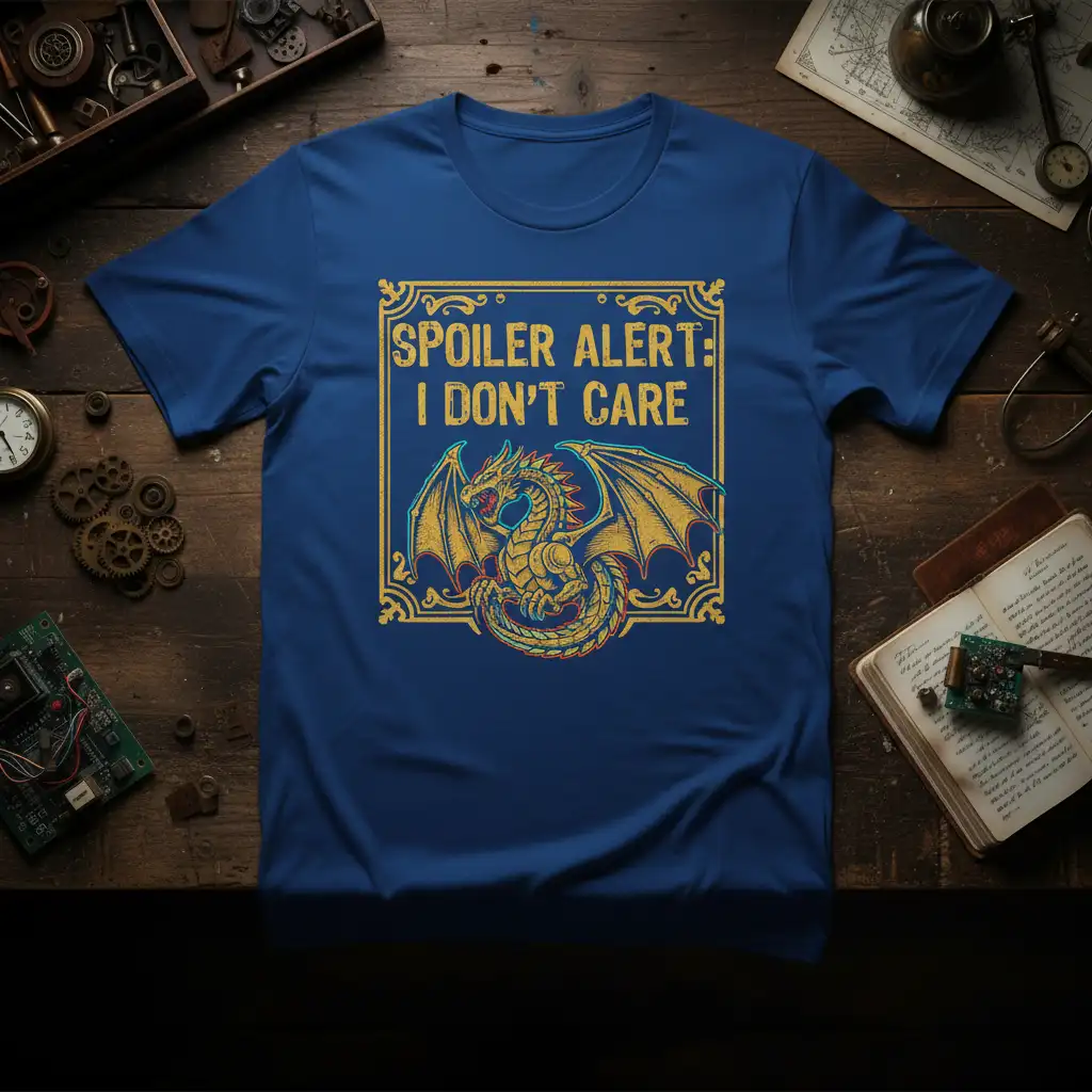 Spoiler Alert: I Don't Care eye-catching design printed on breathable fabric creating a standout t-shirt