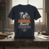 Squirrel Removal Technician t-shirt design with a squirrel holding a tool and text