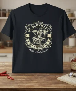 St. Scoville's Only Heartburn Fan t-shirt featuring Wilbur Lincoln Scoville in vintage style with fan graphic