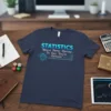 STATISTICS Means Never Having To Say You're Certain quote t-shirt with a globe and circuit board graphic