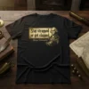 George Washington quote "Stay strapped or get clapped" on a black t-shirt with a vintage portrait of Washington