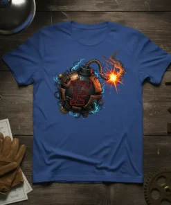 Steampunk Bomb E bold graphic design printed on comfortable cotton t-shirt