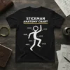 Stickman Anatomy Chart T-Shirt with a stick figure labeled 'circle' and multiple 'stick' parts