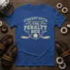 Straight Outta The Penalty Box hockey quote t-shirt design with crossed sticks and puck
