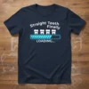 Navy t-shirt with white text "Straight Teeth Finally LOADING..." and a progress bar with four teeth wearing braces