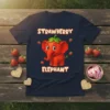 Strawberry Elephant T-Shirt design featuring a cute elephant made of strawberries with text "Strawberry Elephant"