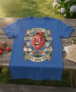 Strawberry King Double Up text design featuring eye-catching typography on quality t-shirt