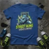 Street King Urban Empire t-shirt design featuring a crowned rhino in armor with neon green accents
