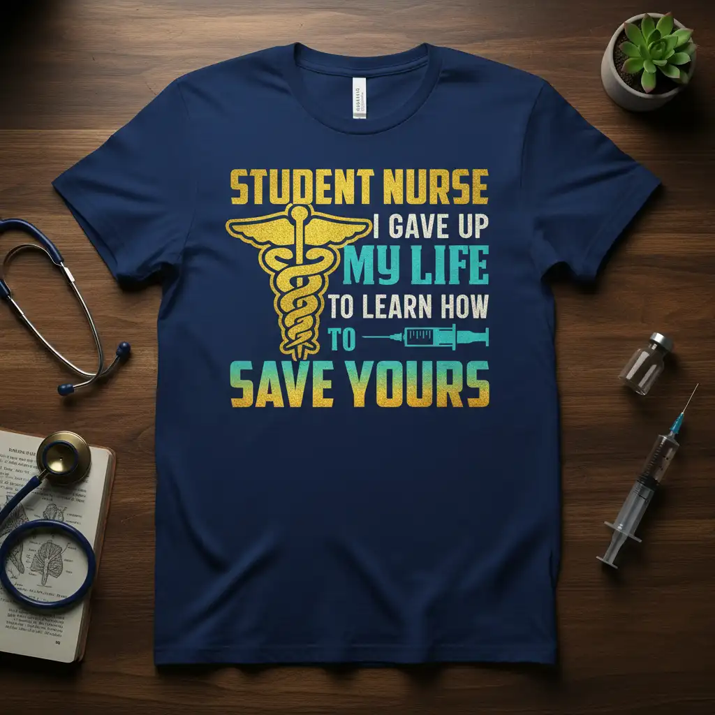 STUDENT NURSE I GAVE quote printed with unique artwork on comfortable cotton fabric t-shirt design