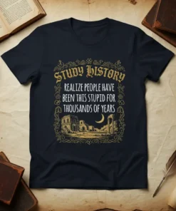 Study History Realize People Have Been This Stupid For Thousands Of Years quote t-shirt with ancient ruins graphic