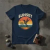 Sunset Hummingbird detailed graphic design printed on comfortable cotton t-shirt