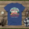 Camping lady graphic tee with text "I NEVER DREAMED I'D GROW UP TO BE A SUPER SEXY CAMPING LADY BUT