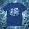 Support Local Ice Raids In Your Neighborhood text with ice shard graphics on a blue t-shirt