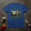 Support Local Street Cats graphic t-shirt featuring a black cat, opossum, skunk, and raccoon