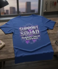 SUPPORT SQUAD Hodckins Cancer Awareness creative graphic design printed on comfortable cotton t-shirt