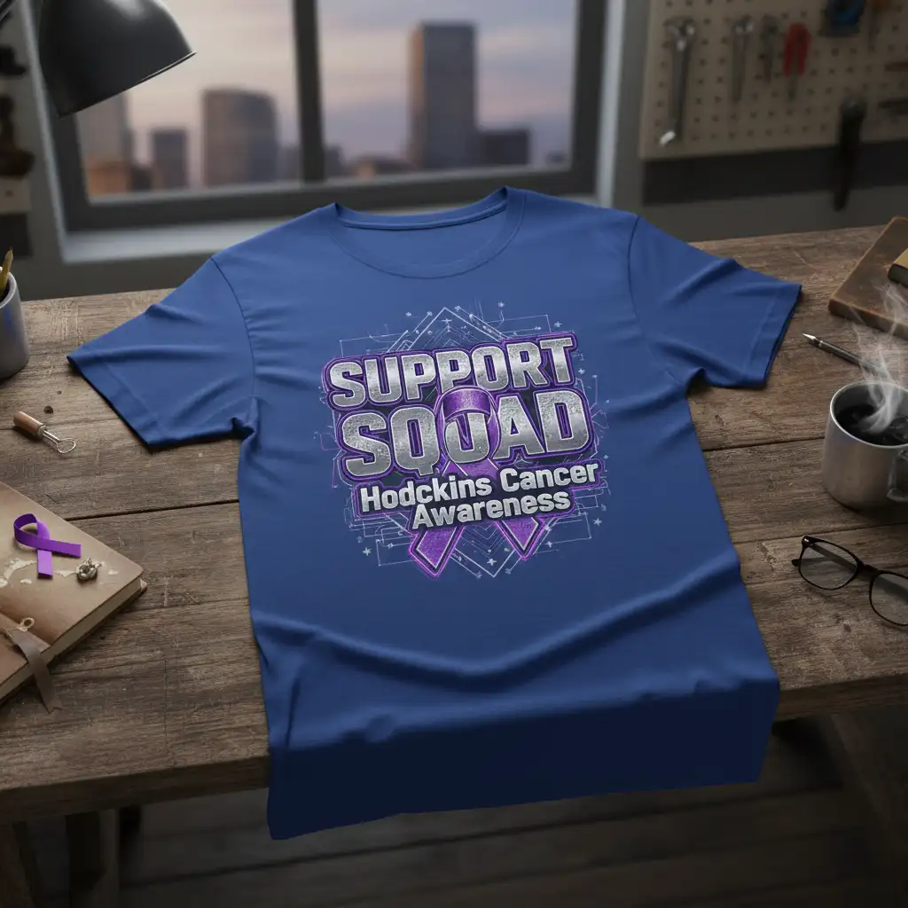 SUPPORT SQUAD Hodckins Cancer Awareness creative illustration printed on durable material creating a standout t-shirt