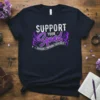 Support Your Squad Hodgkins Lymphoma Awareness T-Shirt with purple ribbon graphic