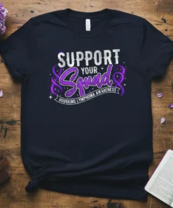 Support Your Squad Hodgkins Lymphoma Awareness T-Shirt with purple ribbon graphic
