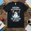 Surviving The Teacher Life One Meltdown At A Time t-shirt design featuring a melting snowman with a top hat