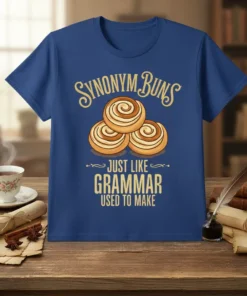 Synonym Buns Just Like Grammar Used To Make quote t-shirt with cinnamon bun graphic