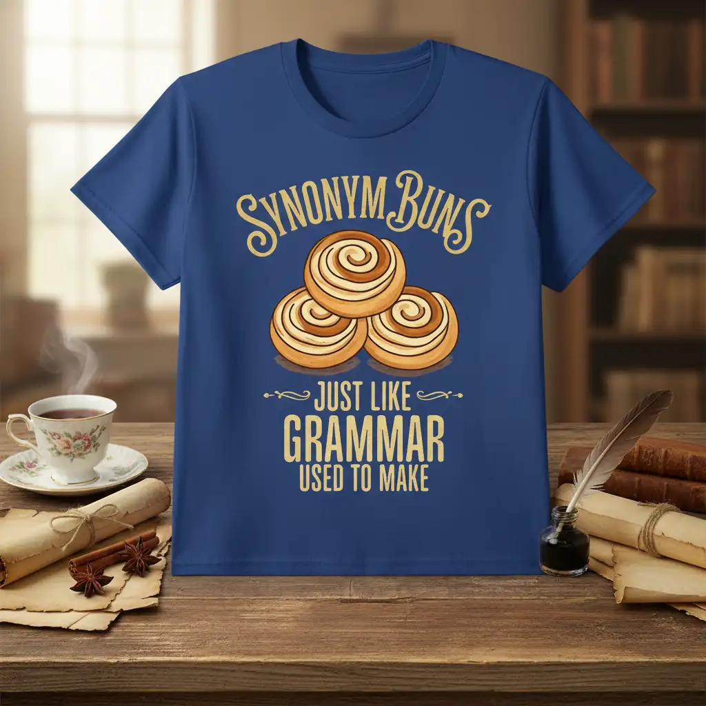 Synonym Buns Just Like Grammar Used To Make humorous quote design with cinnamon roll graphic