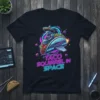 Taco Squirrel in Space neon graphic tee featuring a squirrel in a sombrero piloting a taco spaceship