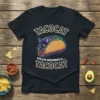 Black t-shirt with "TACOCAT SPELLED BACKWARD IS.... TACOCAT" text and a black cat inside a taco graphic